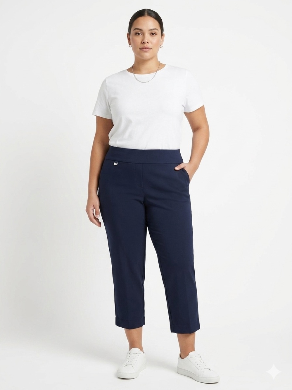 Alfani Women's Navy Blue Capri Pants Tummy Control Pull On Size 16 Stretch New